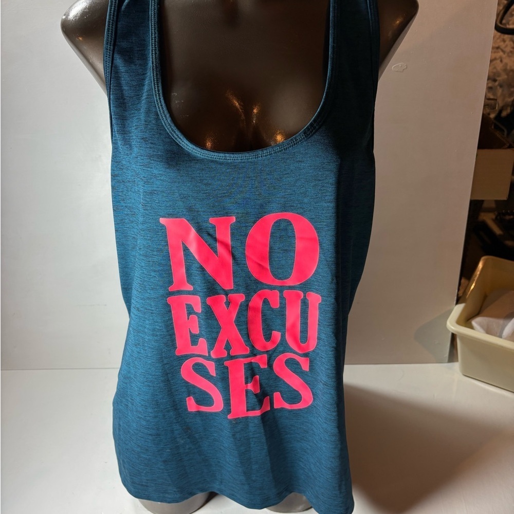Women's Blue Tank Top with Pink Print